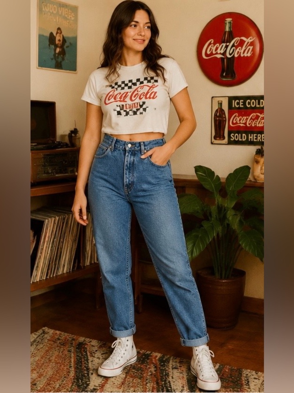 Vintage Coca-Cola 80s/90s Women’s Relaxed Mom Jeans Size 8 (14) Medium Blue